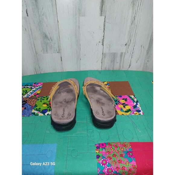 Therafit Floral Women's Adjustable Yellow Leather Sandals Size 6.5-7 - Picture 6 of 8